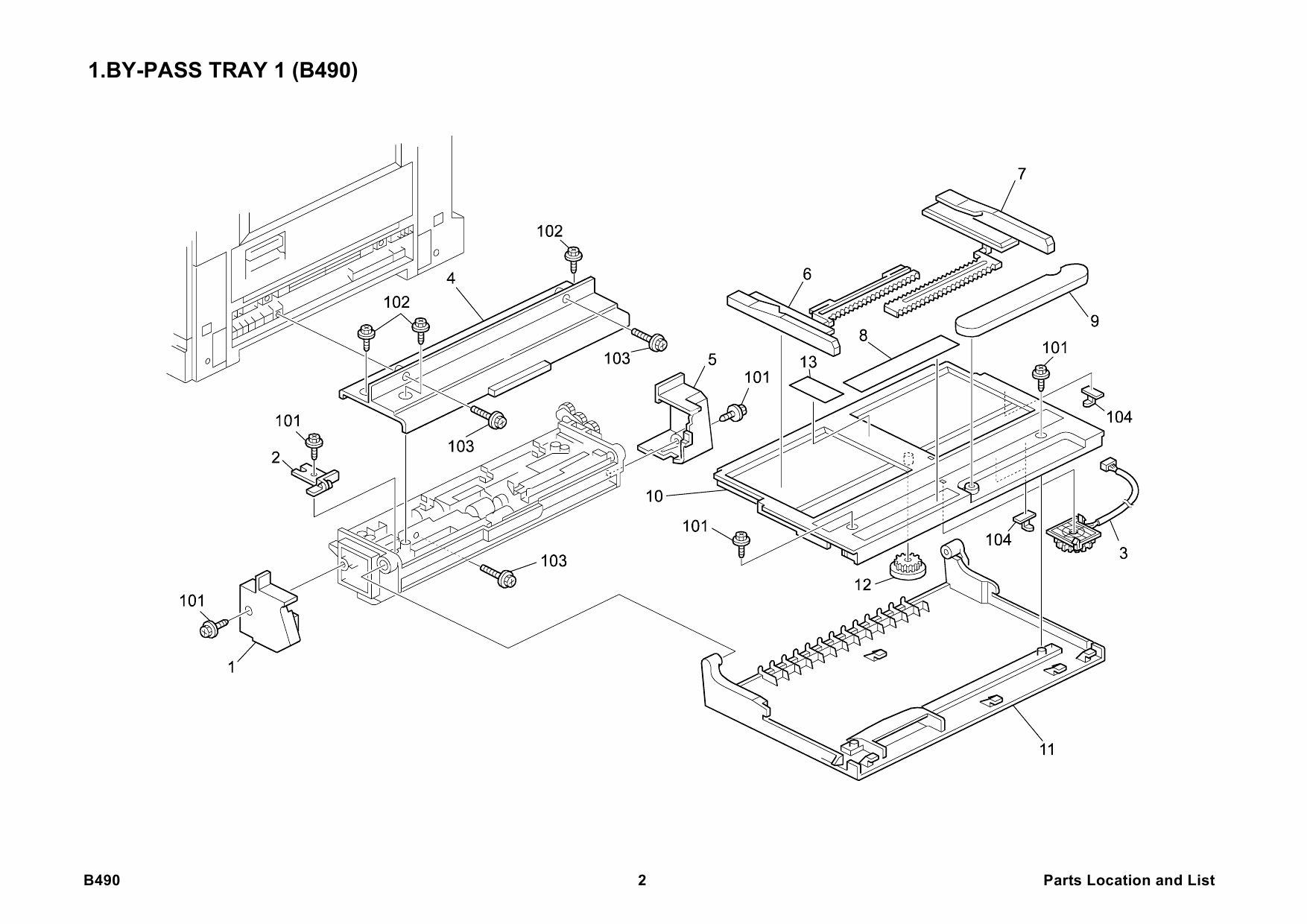 RICOH Options B490 BYPASS-TRAY-UNIT-TYPE-1232 Parts Catalog PDF download-2